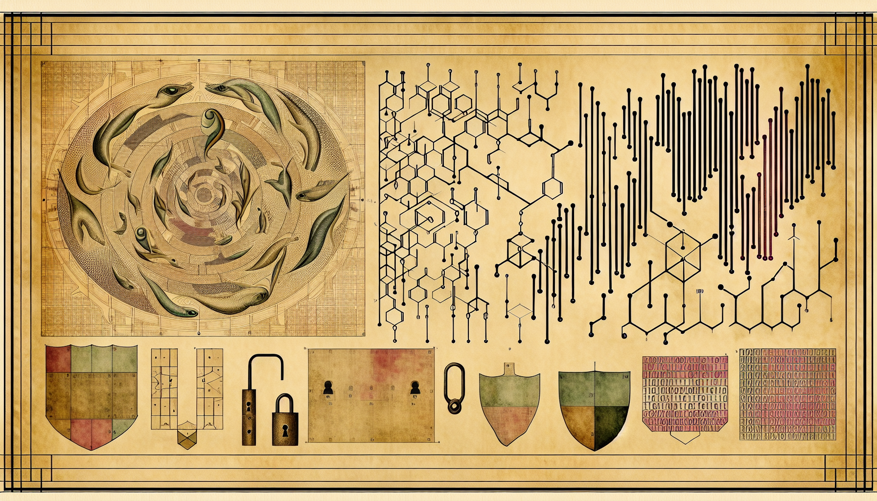 Vintage pen-and-ink illustration about security - Decoding Digital DNA: A Guide to Data Privacy