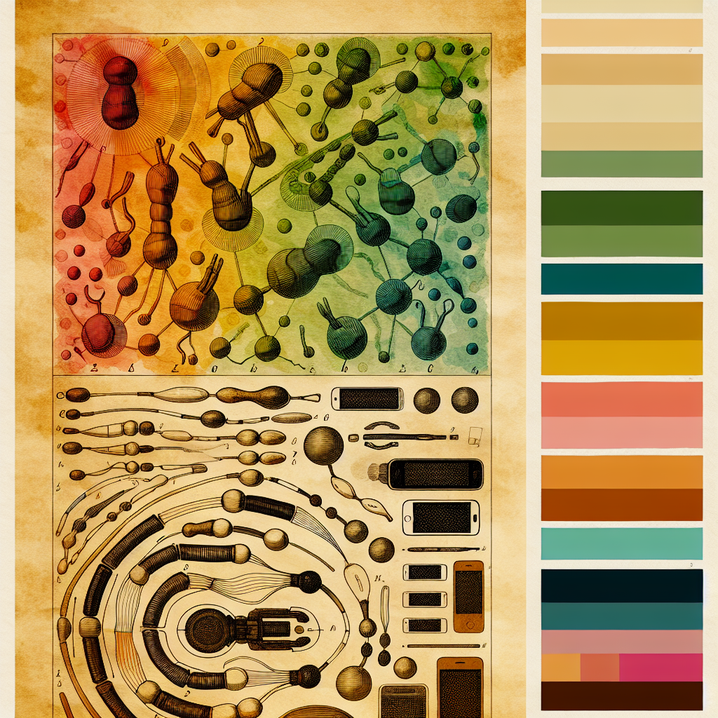 Vintage pen-and-ink illustration about design - Design Essentials: Mastering Mobile-First Color Schemes